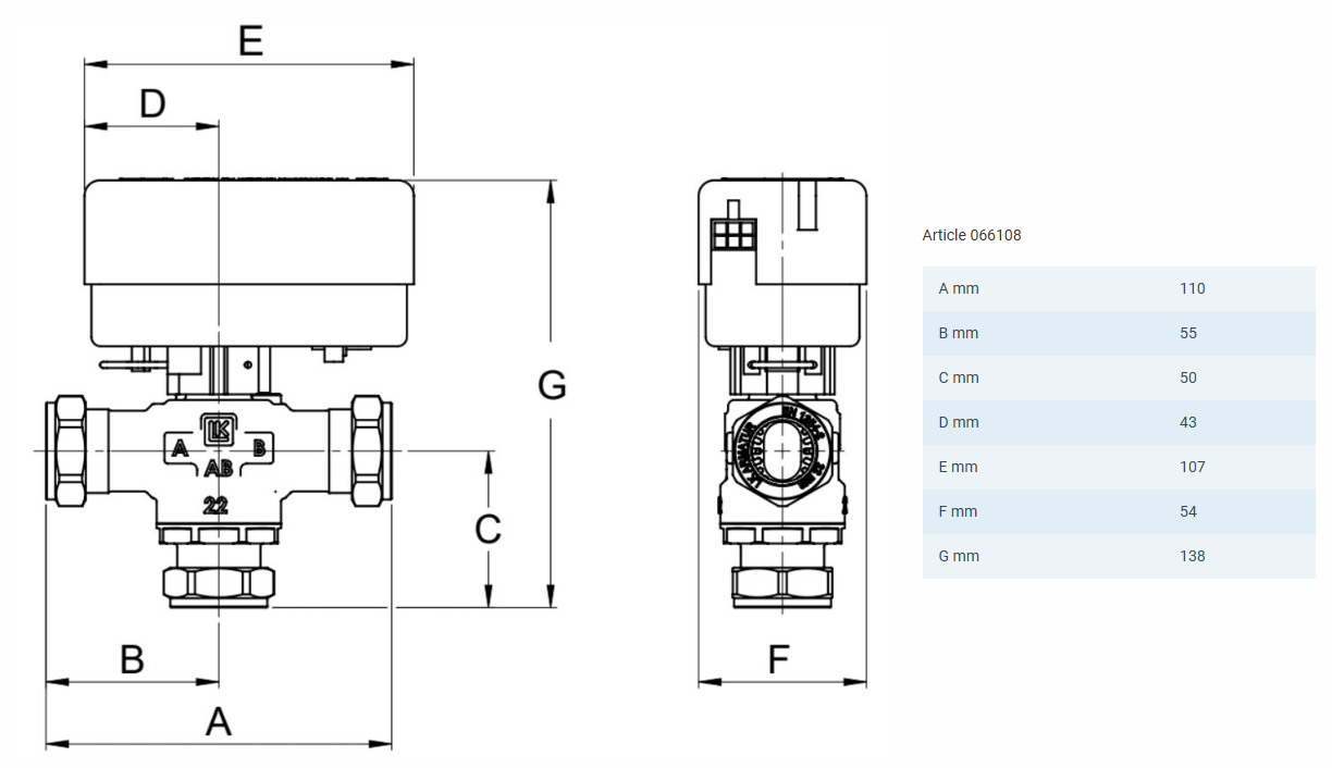 dimensions for LK valve 066108