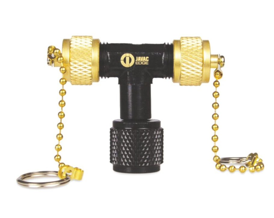 Tee shaped vacuum charging tool